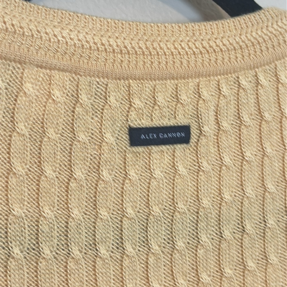 Alex Cannon Yellow Cable‎ Knit Cotton Sweater Size Large - Picture 5 of 6